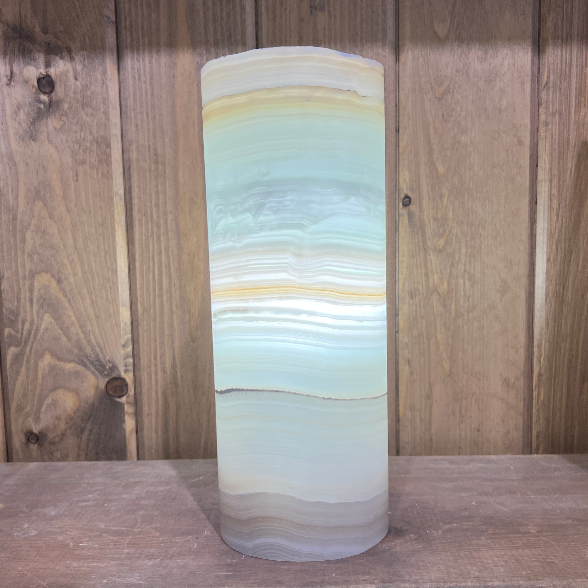 Green Tehuacan Onyx Cylinder Lamp