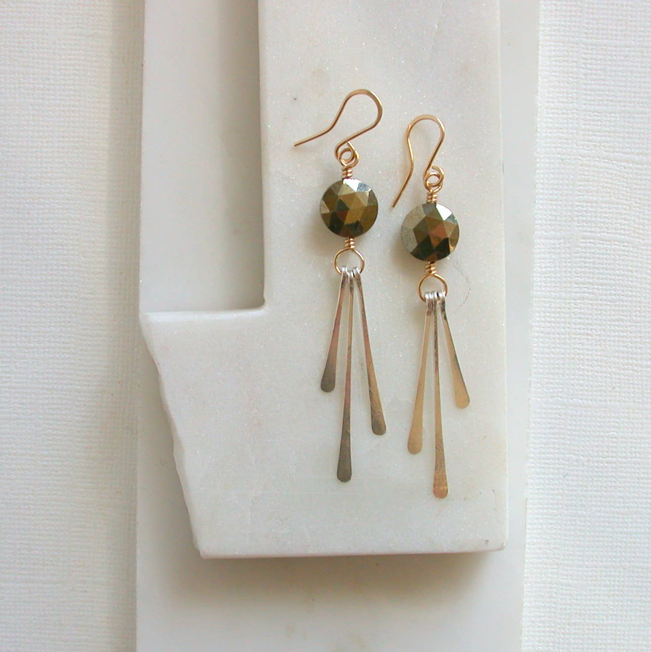 Pyrite Mixed Metal Coin Earrings