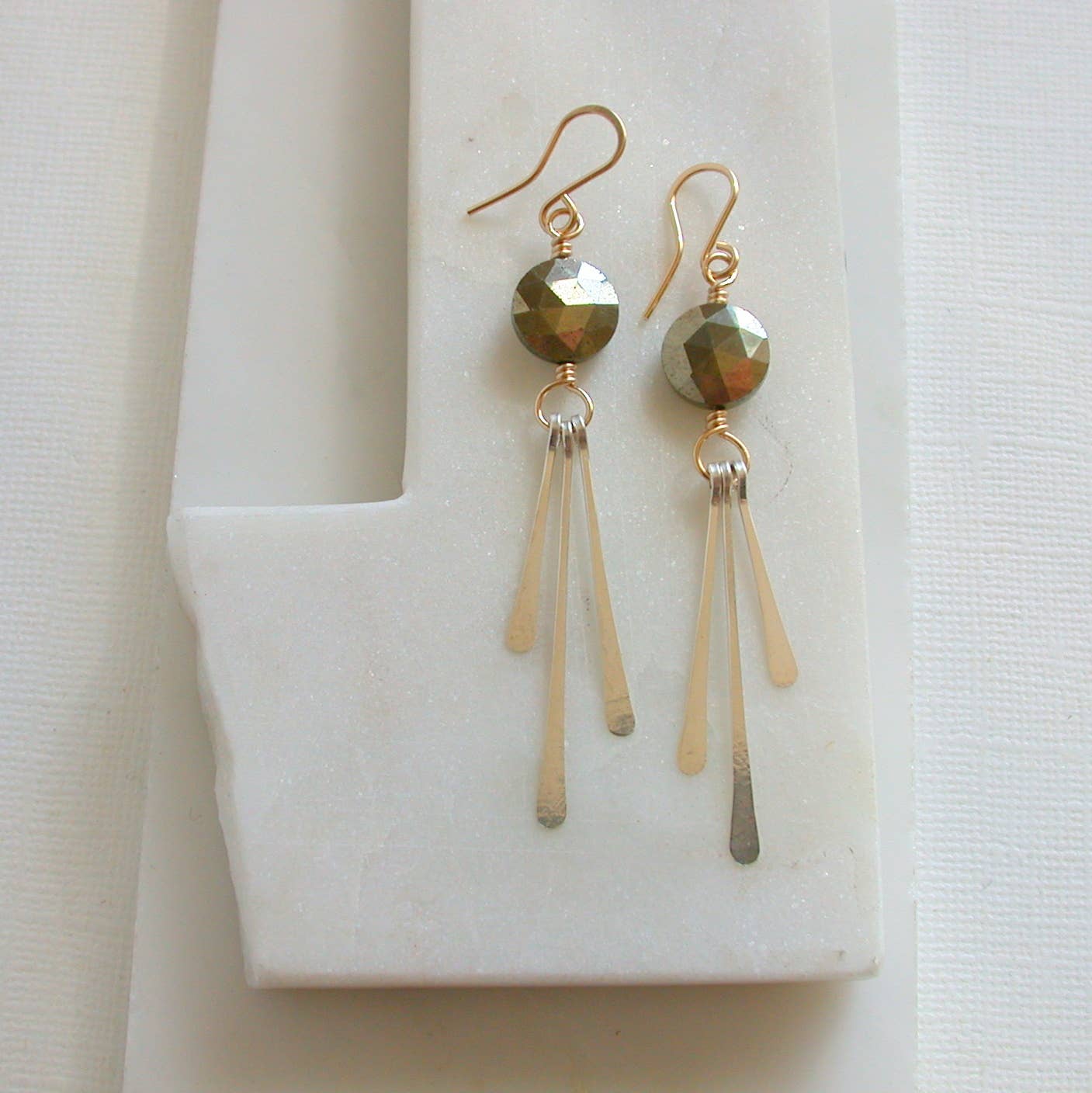 Pyrite Mixed Metal Coin Earrings