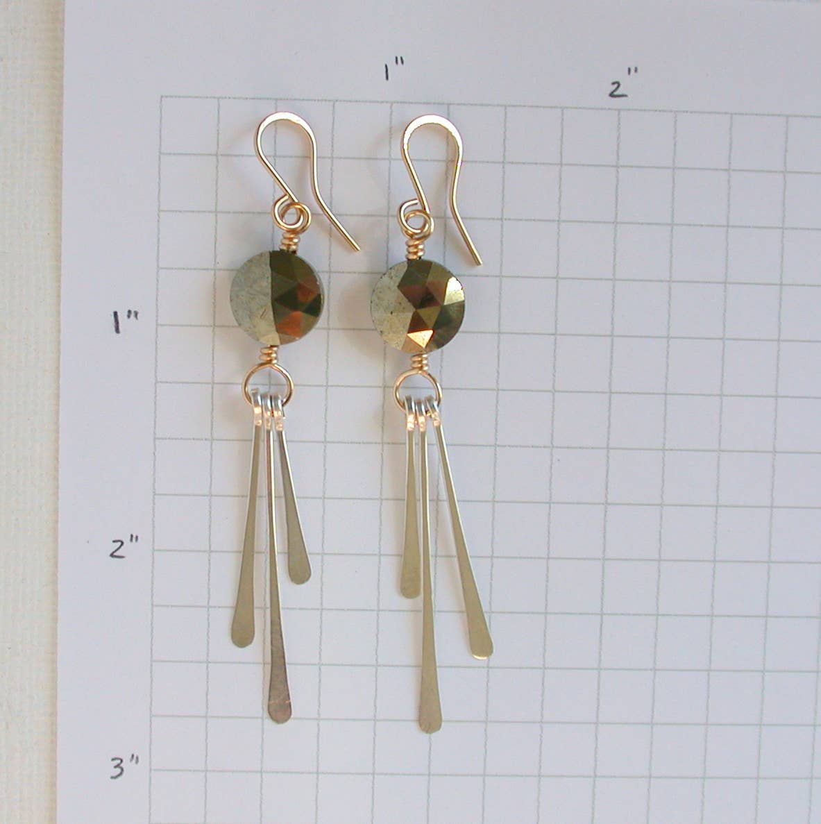 Pyrite Mixed Metal Coin Earrings