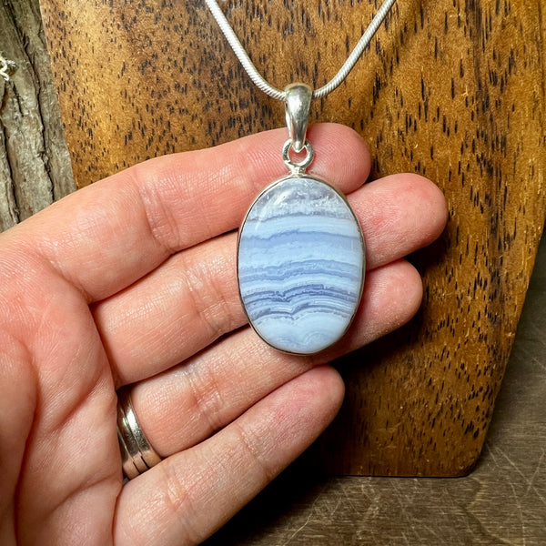 Blue Lace Agate Pendant - Things That Rock