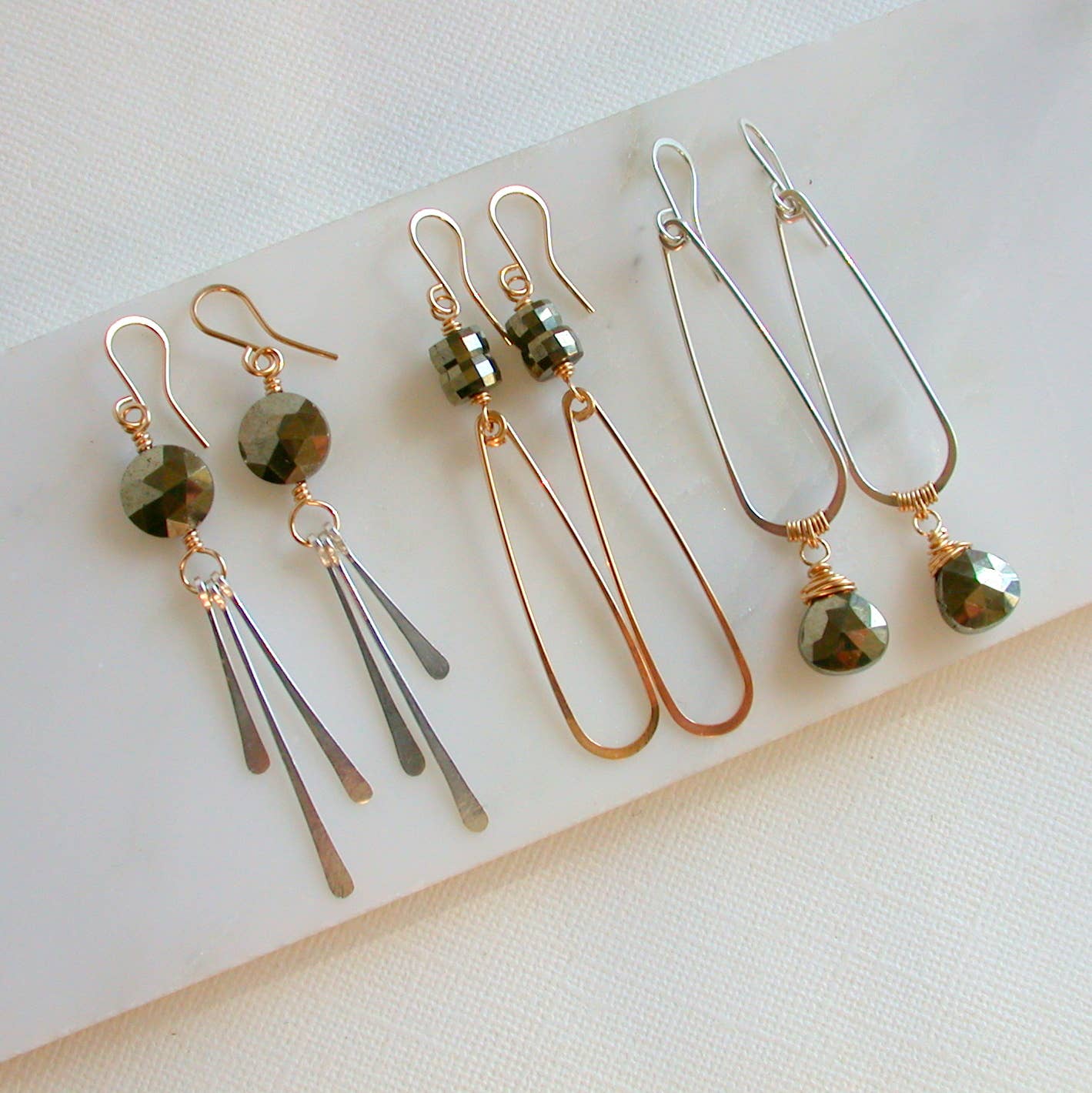 Pyrite Mixed Metal Coin Earrings