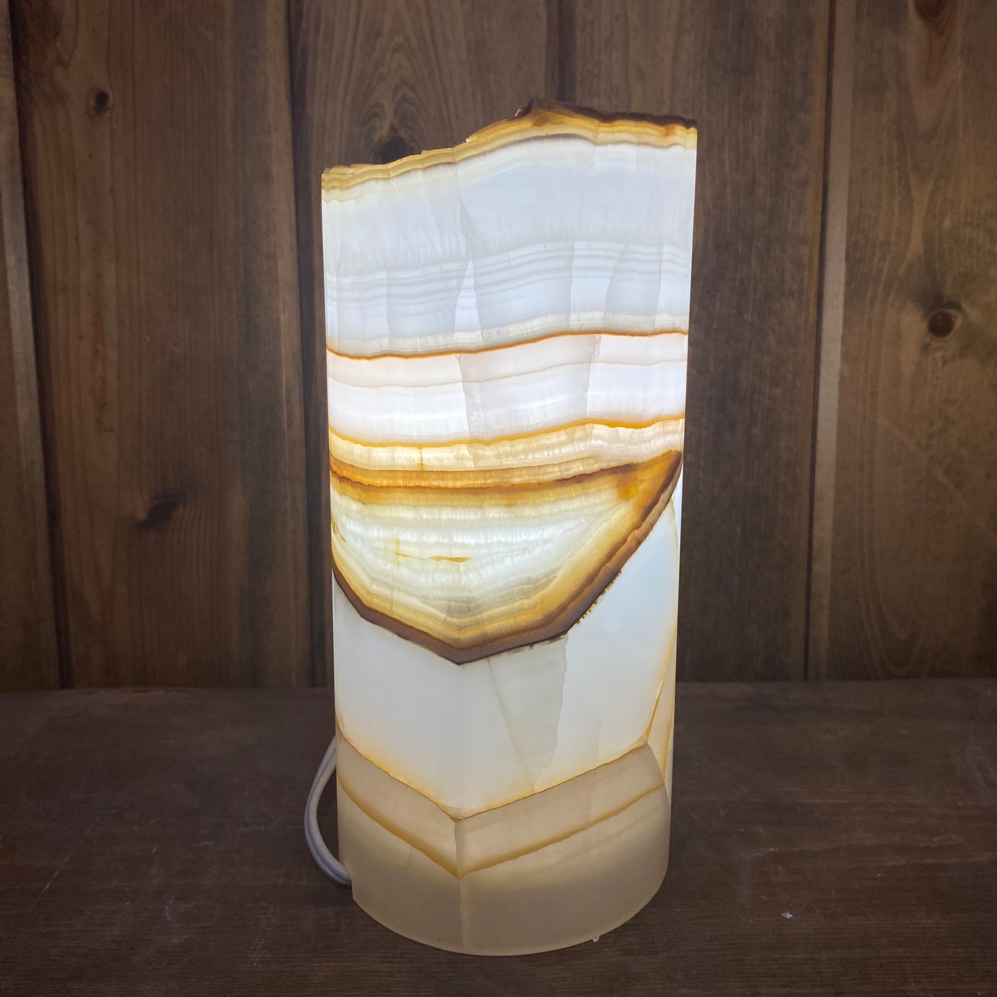 Amber Onyx Cylinder Lamp