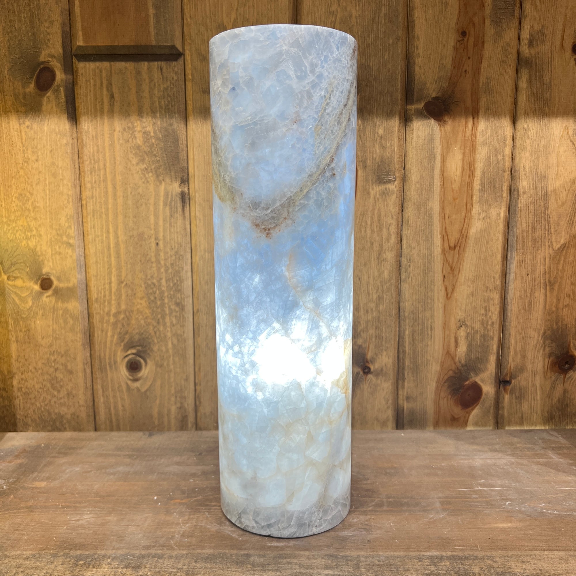 Blue Calcite Cylinder Lamp