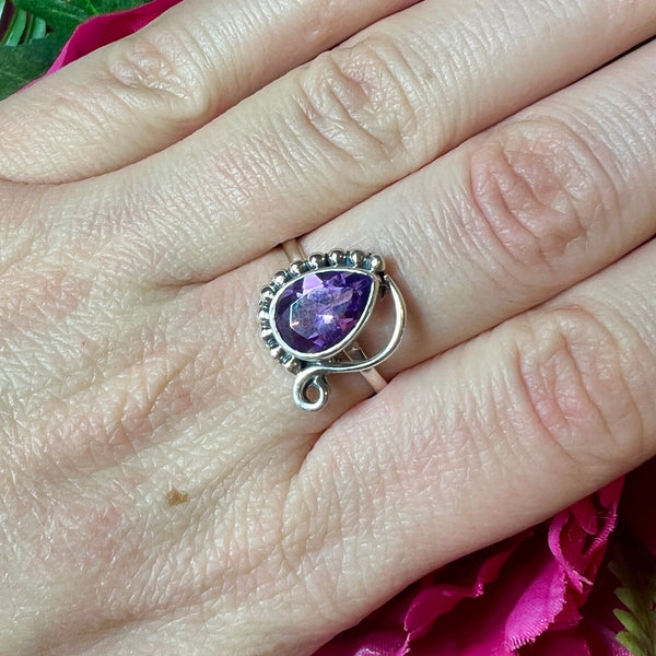 Women's Ring Design Engagement Sterling Silver 925 Natural Amethyst Ring  Jewelry Free shipping gems original boutique - AliExpress