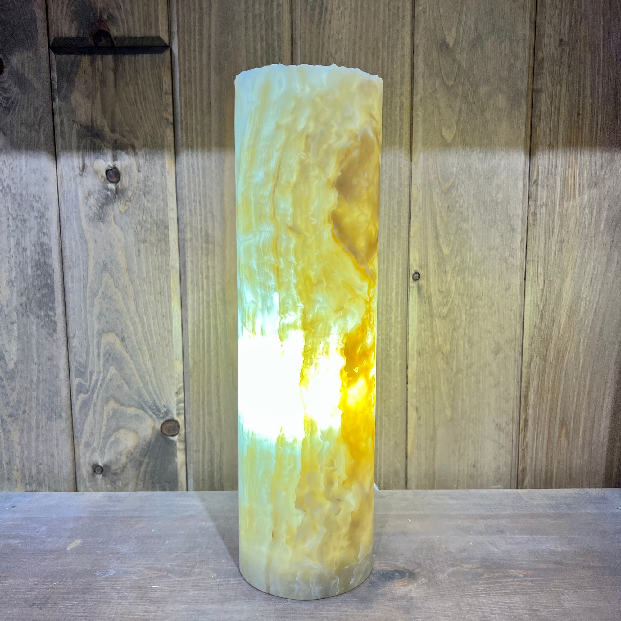 Amber Cylinder Onyx Lamp