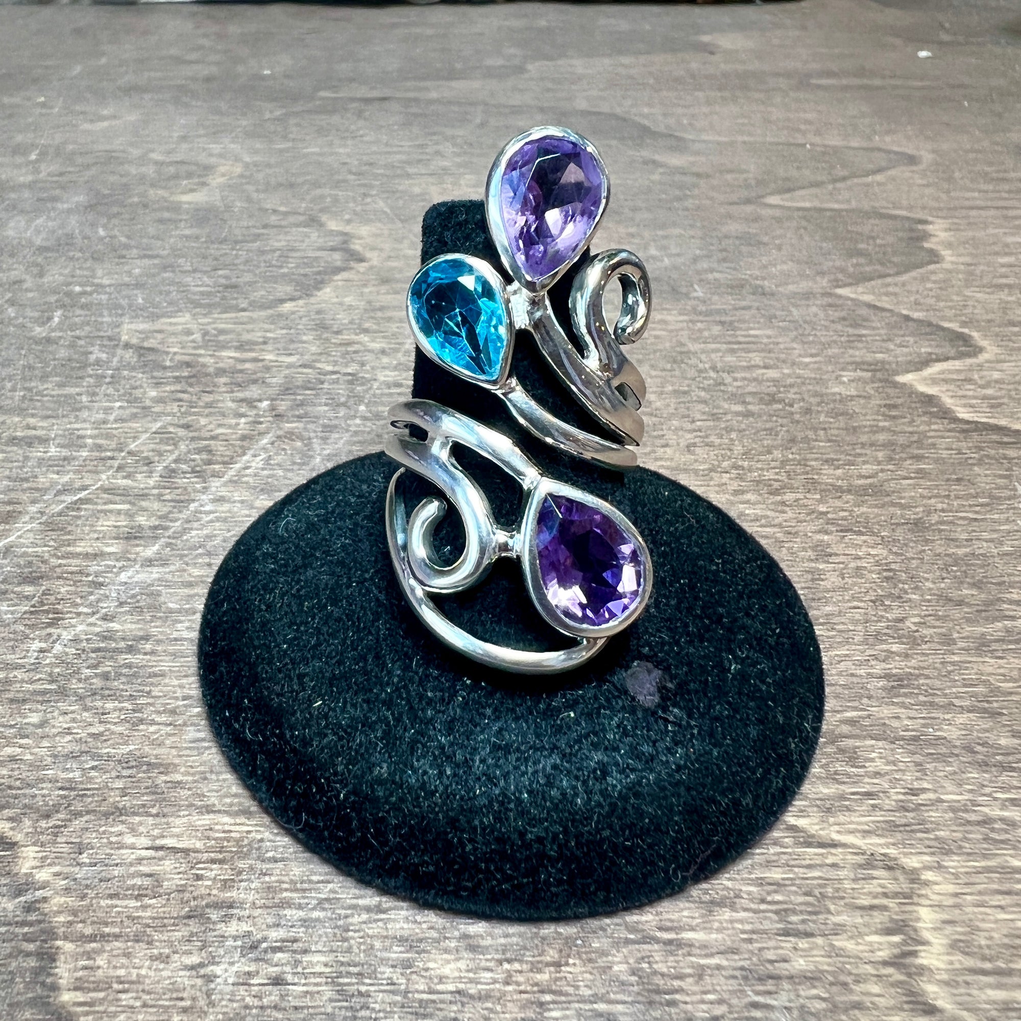 Amethyst + Blue Topaz Ring