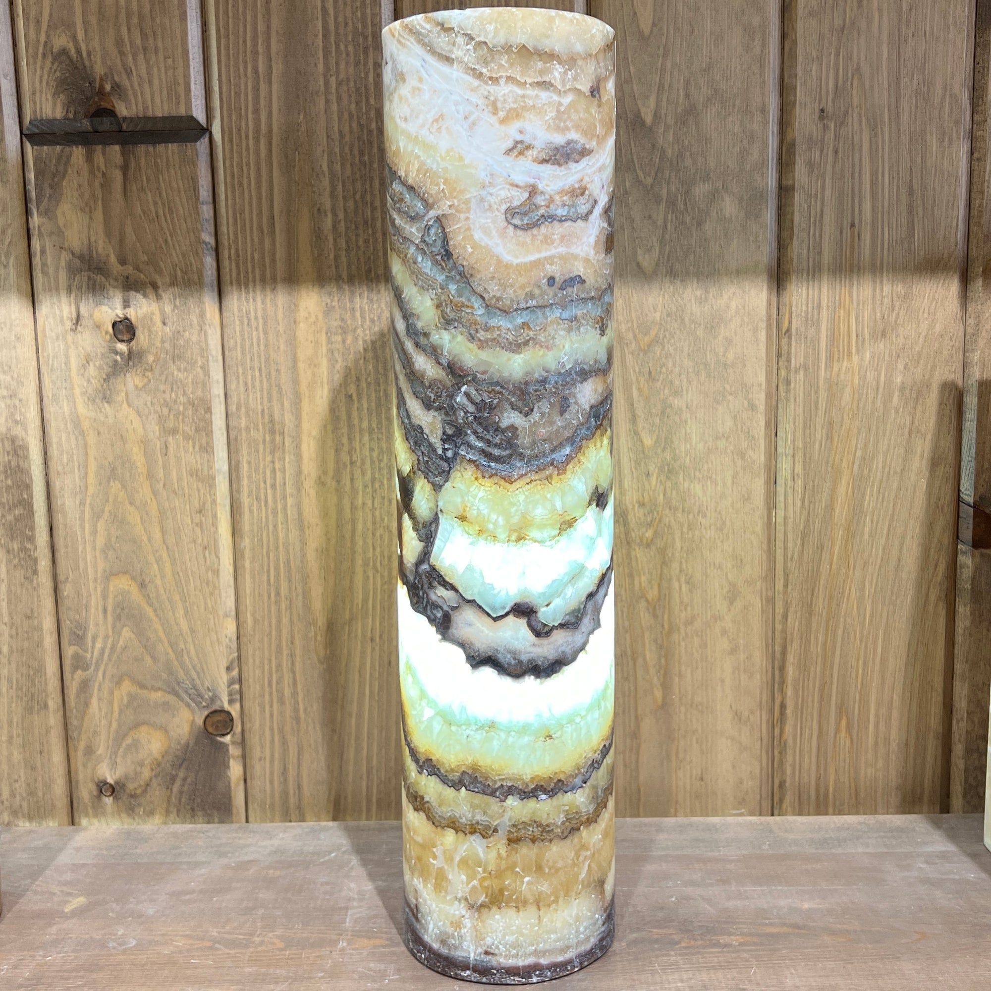 Aqua Cylinder Onyx Lamp