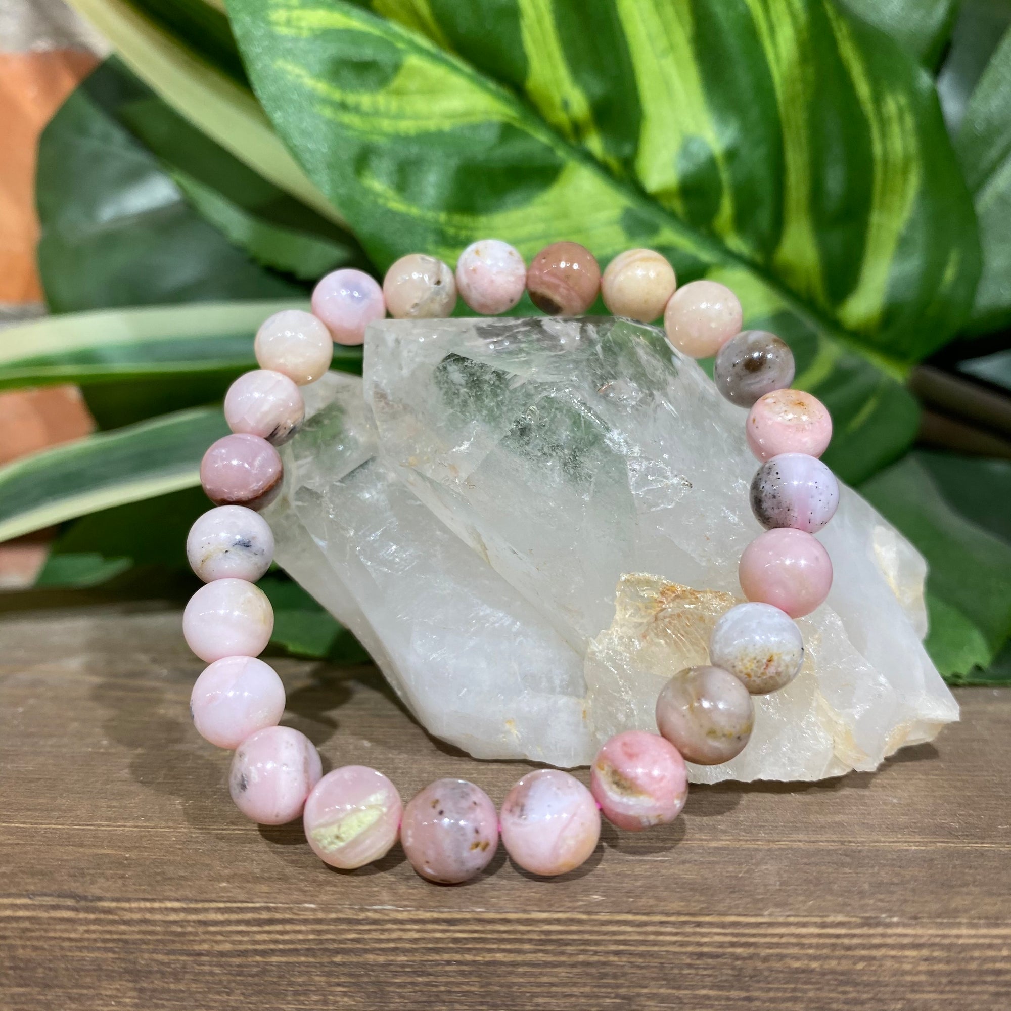 Pink Opal Bead Bracelet – AEORA ROCKS INDIA -Healing Crystals superstore
