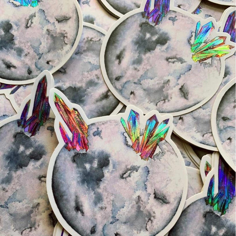 Gray Moon Holographic Sticker
