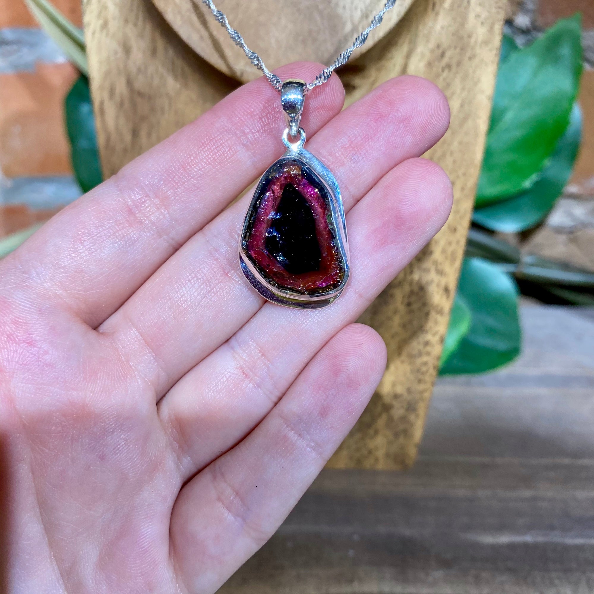 Luckyshine Heart Shaped Watermelon Tourmaline Pendant – Bi-Color Lab-Created Gem In Silver